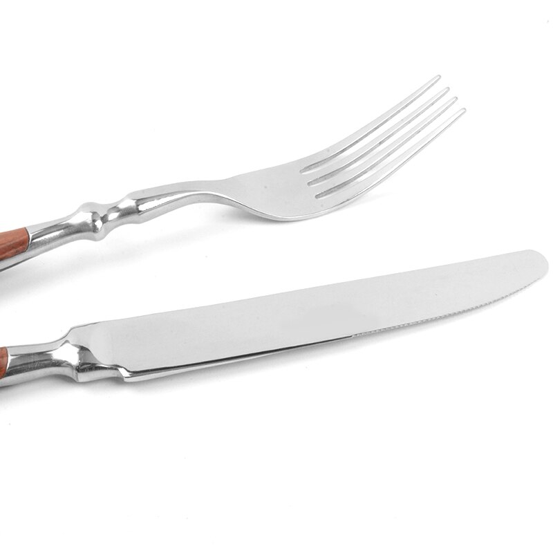 Steak Messen Vork Lepel Houten Handvat Laguiole Stijl Bestek Roestvrij Stalen Bestek Diner