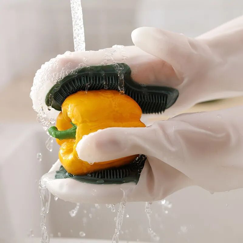 Silicone Dishwashing Gloves Magic Household Waterproof Female Kitchen Durable Cleaning Dishes Washing Clothes Gloves Scrubber