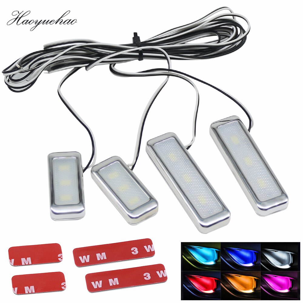 4 Stuks Universele Decoratieve Verlichting Auto Sfeer Lamp Lnterior Armsteun Deurklink Led Verlichting Lnterior Auto Kom