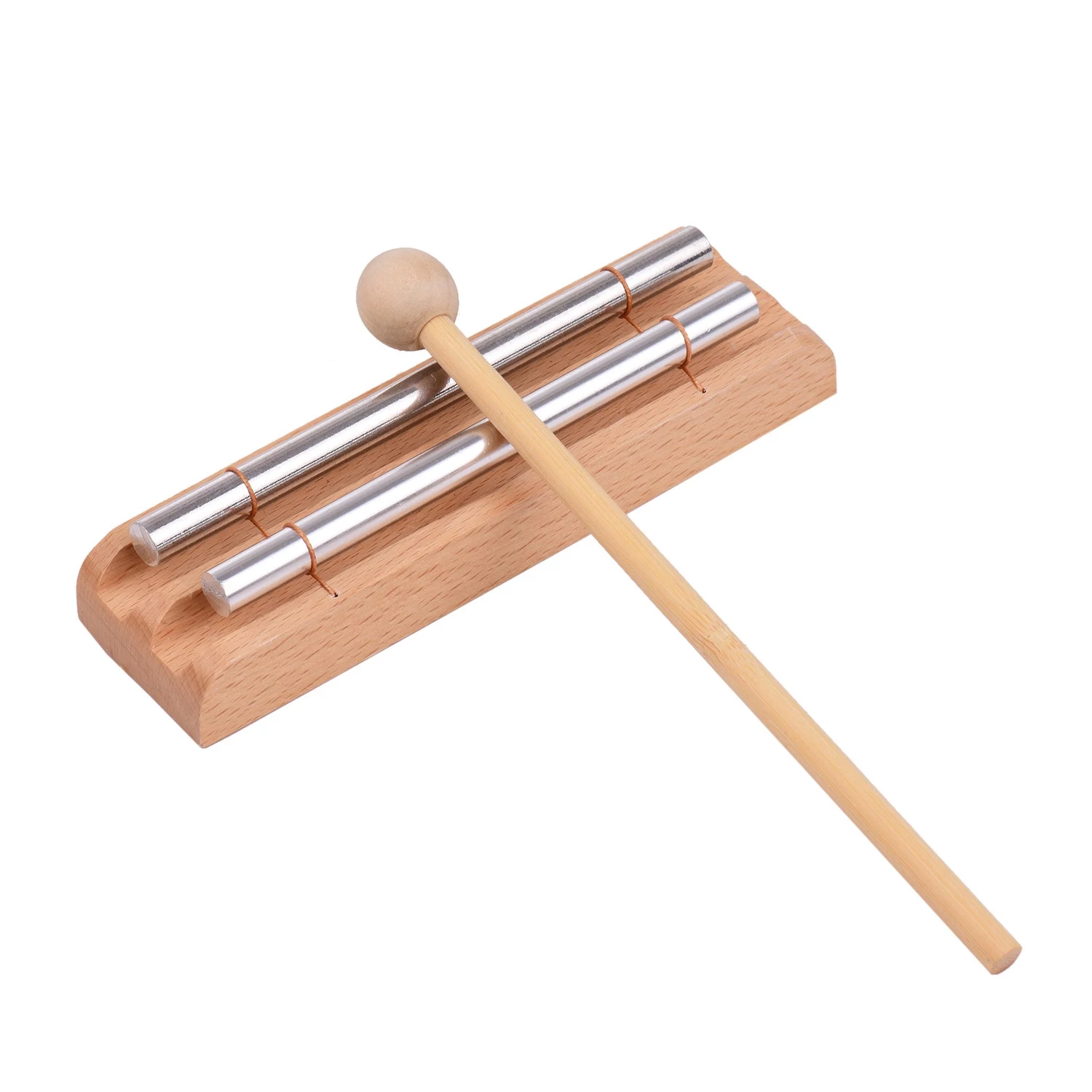 Wooden Chimes Meditation Chime Classroom Wooden with Mallet Bell Percussion Instrument for Bar Yoga Meditation Percussion Bell: 2 tone