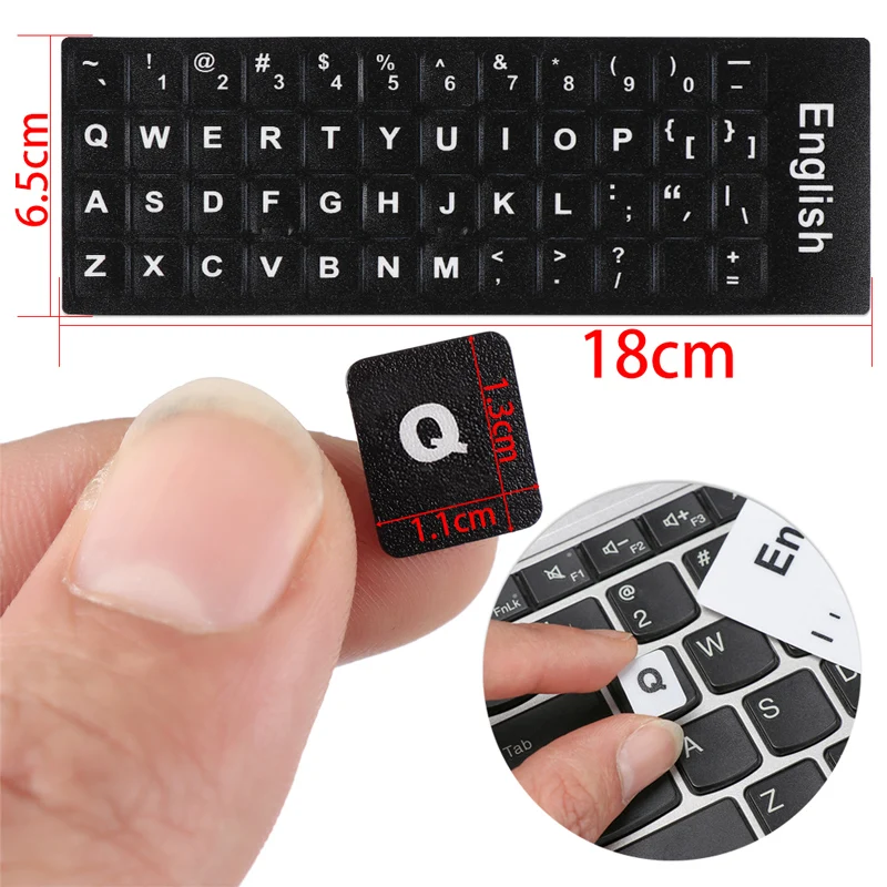 Udskiftningsklistermærke med tastaturbogstaver engelsk/russisk/koreansk/spansk/italiensk/sprog til computer bærbar notesbog desktop