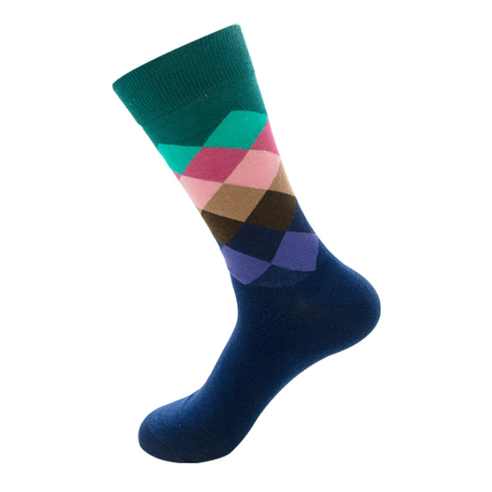 Chaussettes rayées pour hommes, à carreaux, à diamants de , en coton peigné, chaussettes: 16