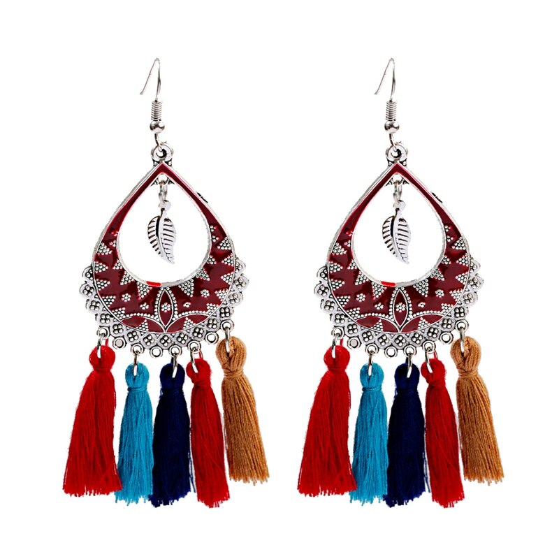 Boho Gypsy Summer Tassel Earrings Womens Vintage Bohemia Water Alloy Flower Earrings Jhumka Hanging Jewelry: Style 5