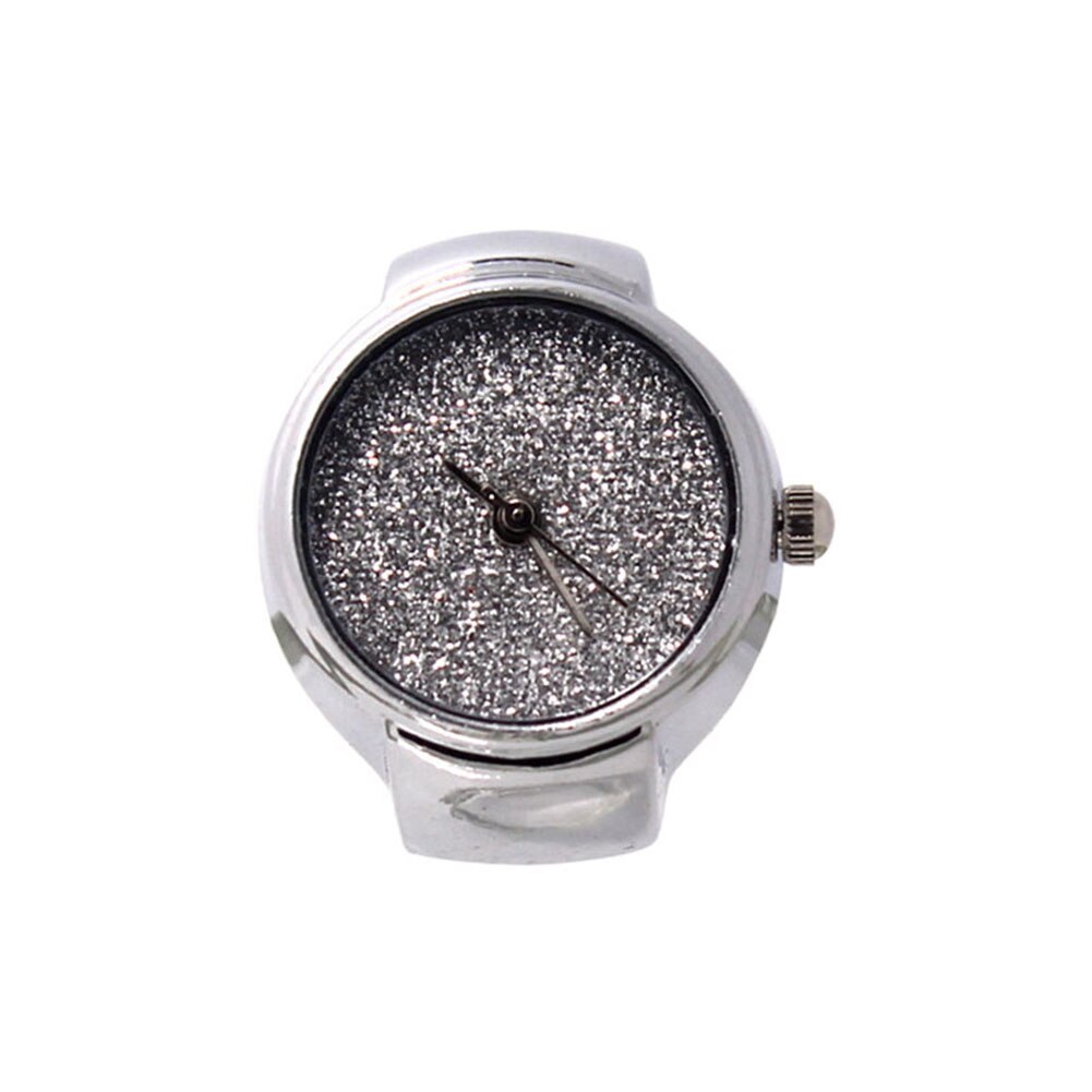 Unisex stål rund elastisk kvarts fingerring ur shine skive ring ure smykker @ 17 lxh