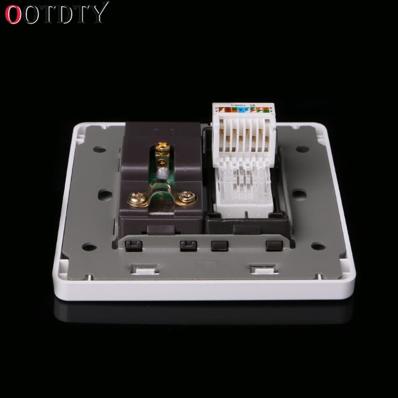 OOTDTY RJ45 Network Adapter+TV Antenna Coaxial Wall Mount Output Faceplate Panel Socket