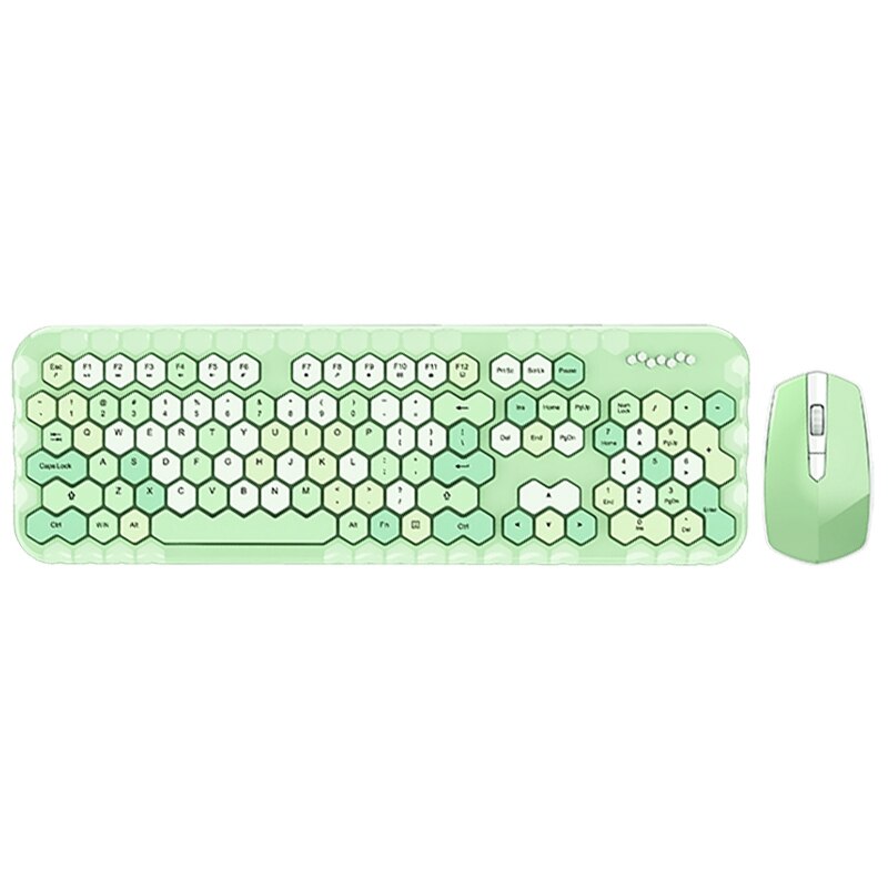 Wireless Keyboard and Mouse 2.4GHz Color Lipstick Keyboard 104 Keys for Windows XP / Win7 / Win8 / Win10: Green