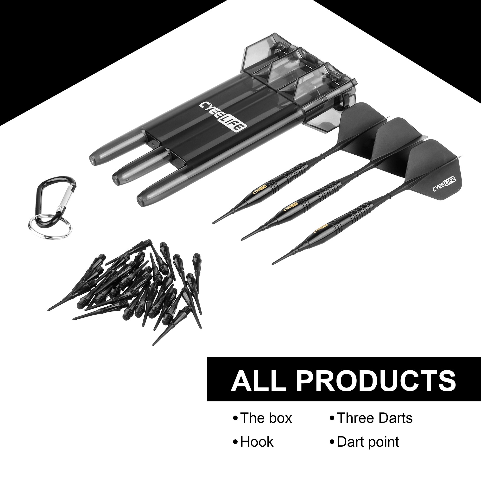 CyeeLife-dardos suaves de 18g, juego de dardos electrónico con punta de plástico, estuche de transporte, puntos adicionales y vuelos