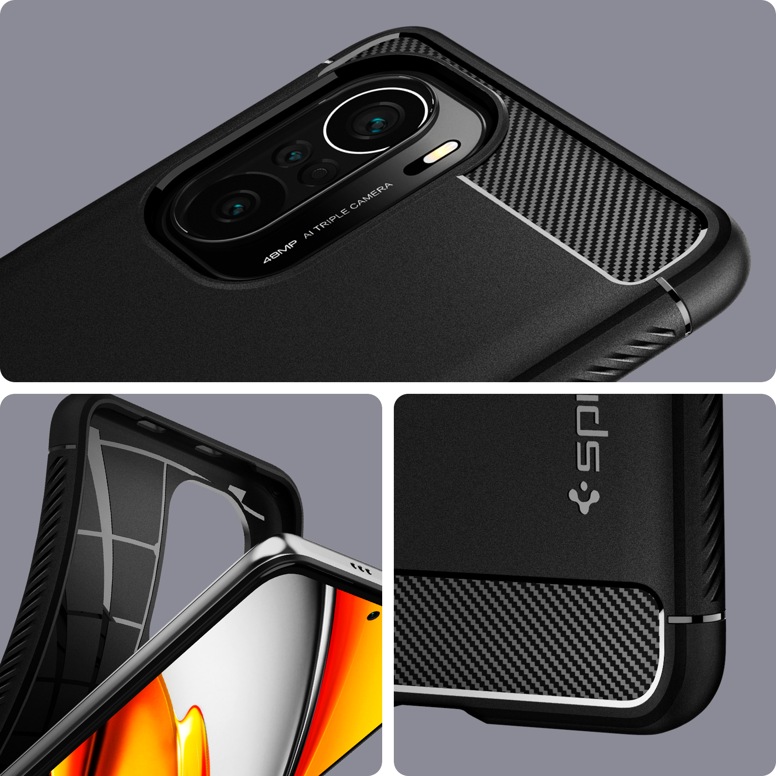 Spigen-funda Rugged Armor para Xiaomi Poco F3 / Redmi K40 Pro / K40 Pro +, fundas de TPU antideslizantes suave y Flexible, color negro mate