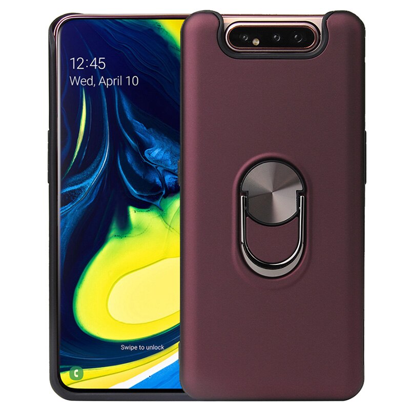 Luksusowe, odporne na wstrząsy etui na telefony do Samsung Galaxy A80 A90 5G przypadku palec pierścień powłoki tylna pokrywa magnes samochodowy wylot powietrza uchwyt Coque: for Samsung A80 / Wine Red