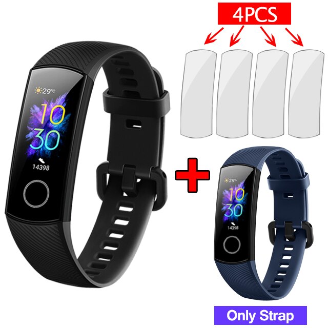 Original Huawei Honor Band 5 Smart Armband Oximeter Touchscreen Magische Farbe Schwimmen Erkennen Herz Rate Schlaf Nickerchen Ehre Band5: Add Dark Blue Strap