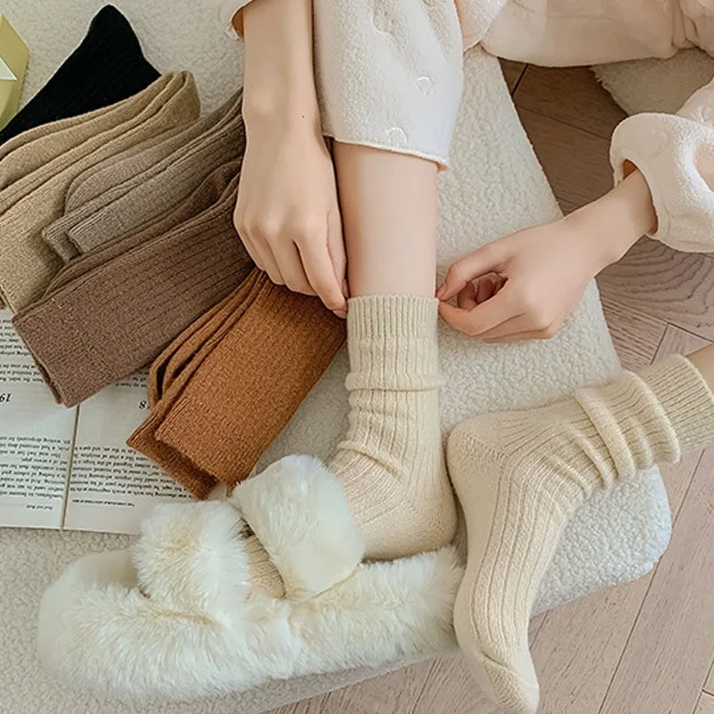 1/3 pares de Calcetines largos térmicos de lana y Cachemira para Mujer, ropa de casa para dormir, Calcetines gruesos y cálidos para Otoño e Invierno, Calcetines para Mujer