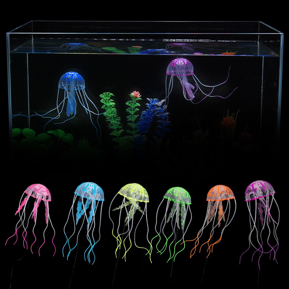 Hilife aquarium decoratie gloeiende kunstmatige levendige kwallen aquarium decoratie ornament 1pc siliconen imitatie kwallen