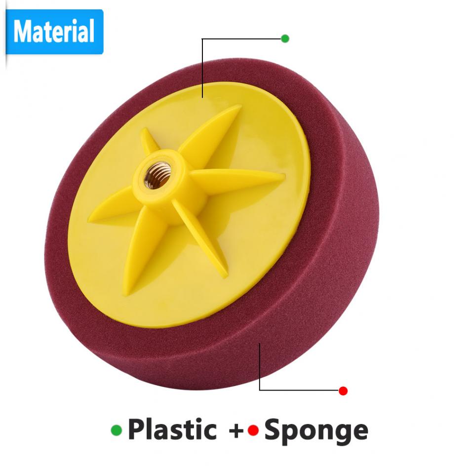 Almohadilla de cera para coche de 6 pulgadas/15cm de abrillantado, Kit de almohadillas de esponja para pulido de ruedas, herramienta para coches, accesorios, negro, amarillo, rojo