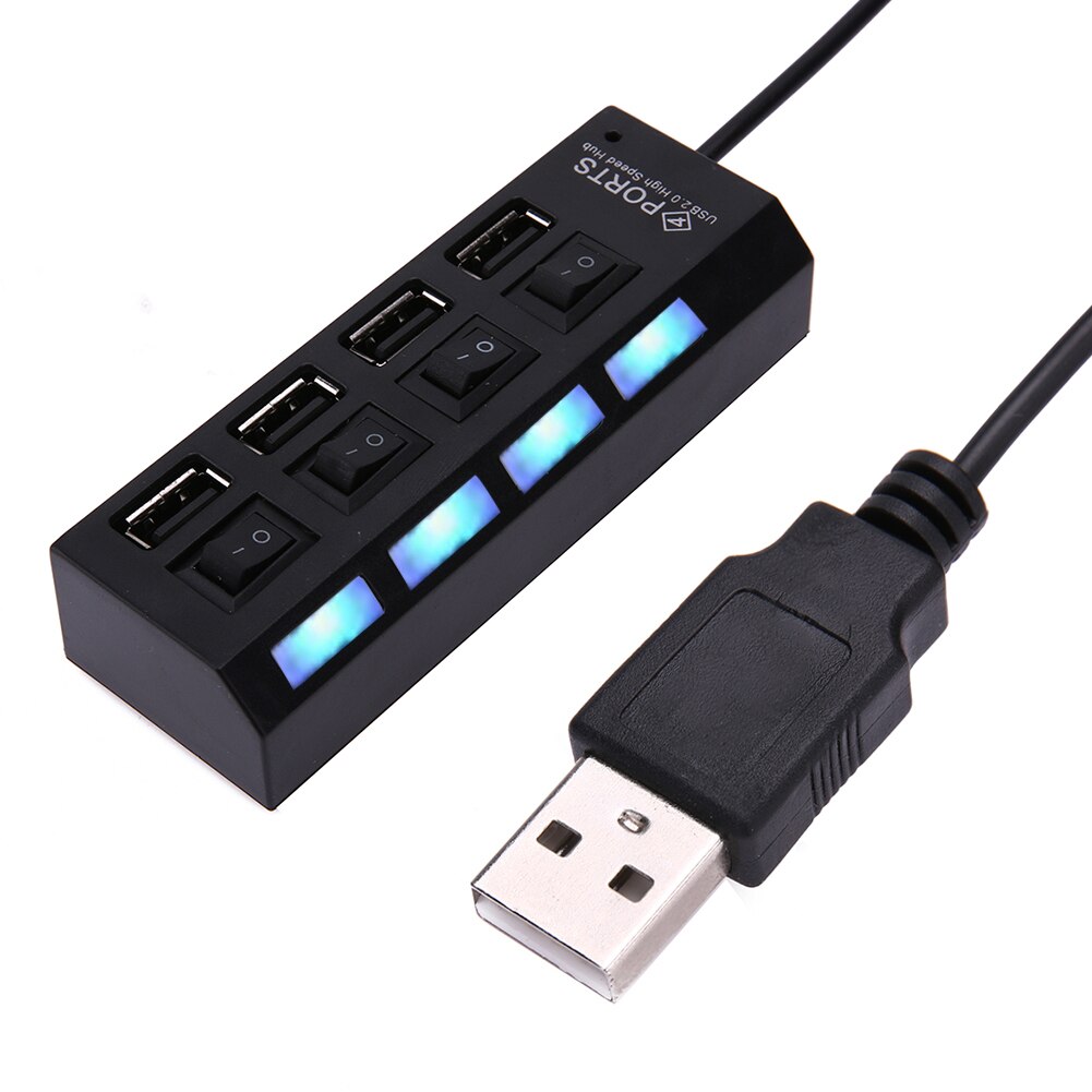 4Ports USB Hub 2.0 High Speed Hub USB 480Mbps Ultra Slim USB 2.0 Hub USB Splitter Adapter PC Laptop Peripherals Accessories
