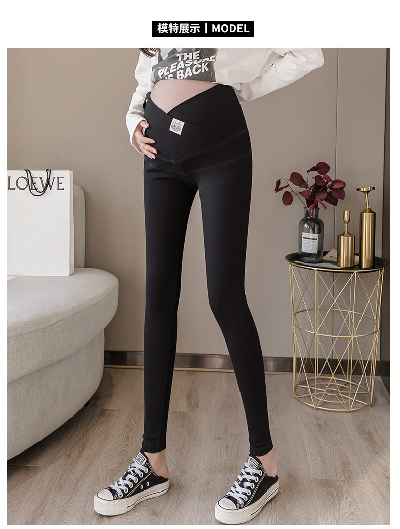 Maternidade calças elásticas de cintura alta Yoga Leggings macio para mulher grá
