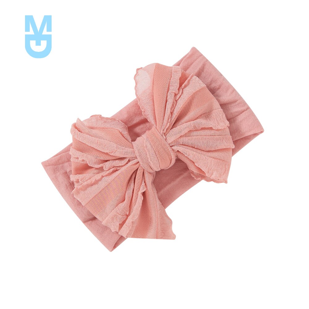 Großes rüschen-schleifen-stirnband aus Nylon, breiter babyturban aus superweichem Chiffon, handgefertigt, geknotet, einheitsgröße, jfny 200