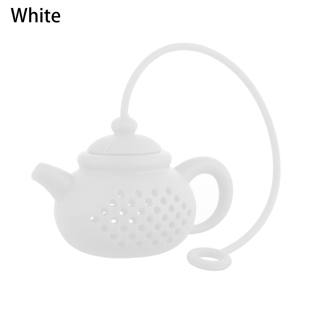 1pc duurzame siliconen thee-infusers in theepotvorm, theefilters, zeefjes, diffusers, theeaccessoires, keuken- en eetgerei.: Wit