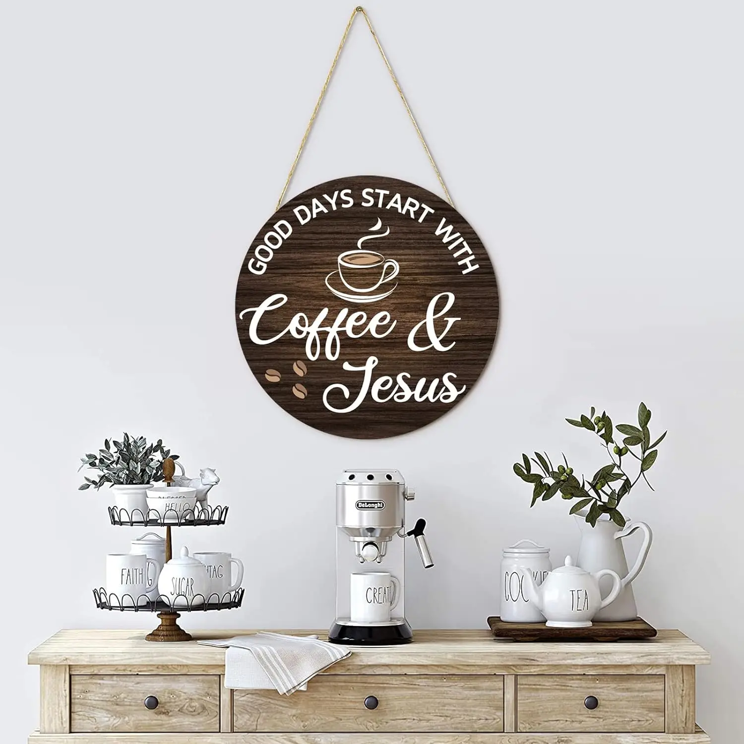 Kaffeeschilder, Dekor für Kaffeebar, Holz, Bauernhaus, Wandschild, Dekor für Küche, Zuhause, Büro, Café, Kaffeestation, Einweihungsgeschenk