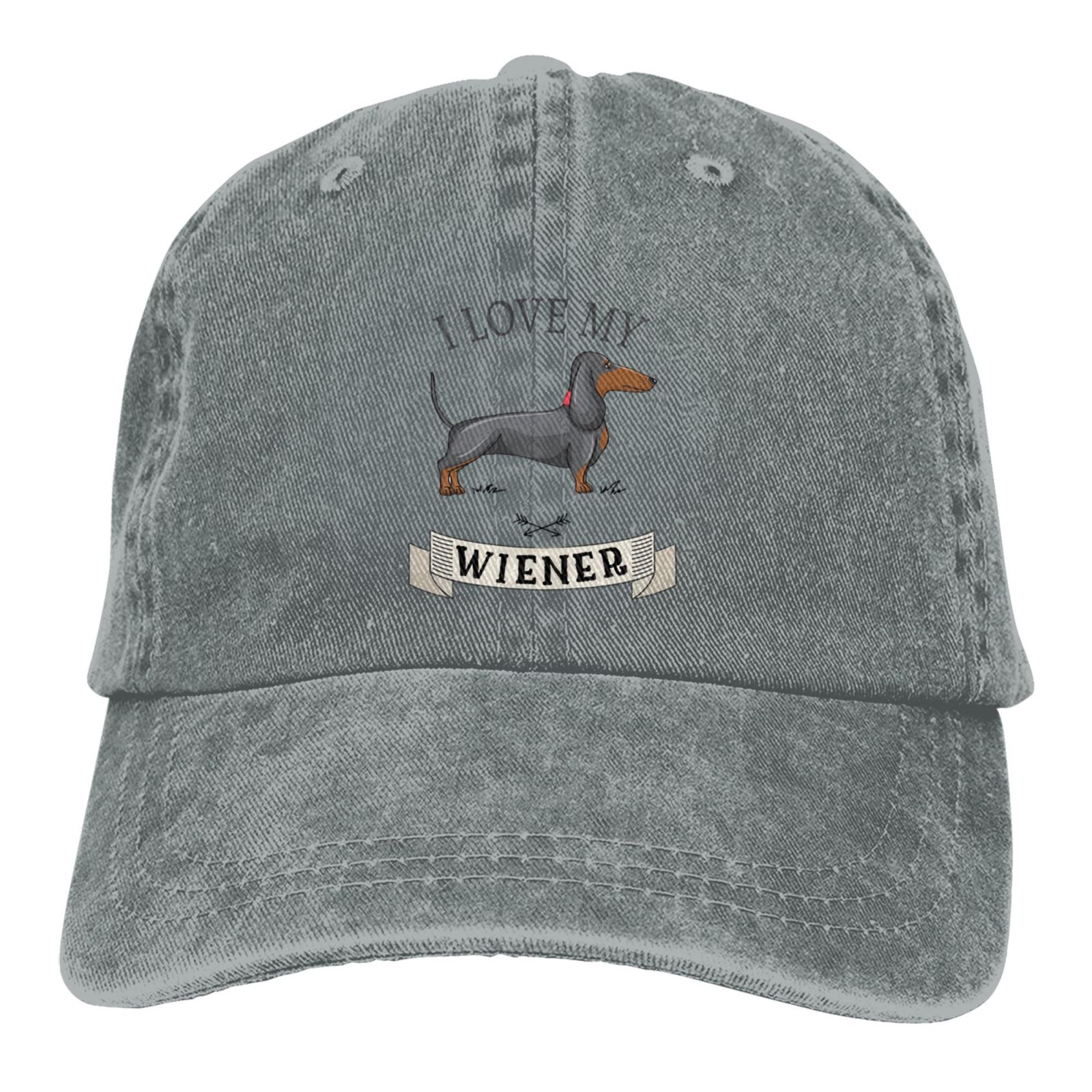 Dachshund Weiner Dog Hat Funny Black Baseball Cap Men Women Adjustable Trucker Washed Denim Caps for Outdoor: PURPLE