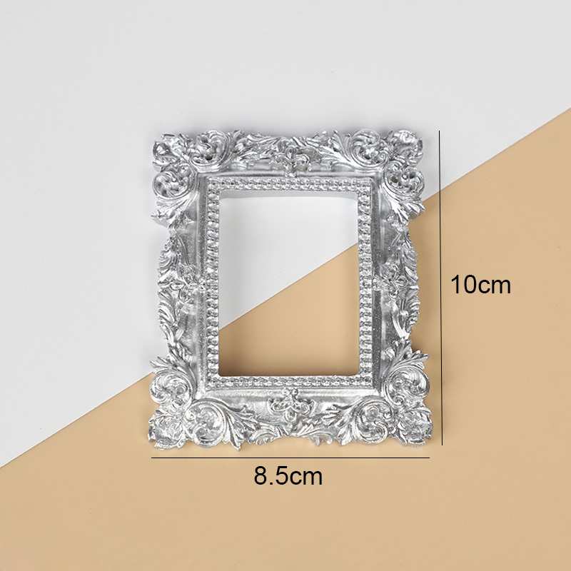 Silver Background Photo Frame para Fotografia, Retro Props, DIY Picture Frames, Studio Room Decor, Jóias Acessórios: Violeta