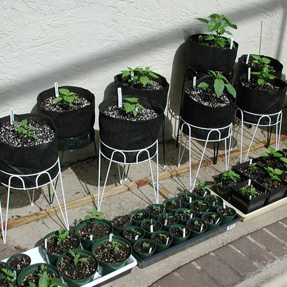 Ronde Stof Potten Plant Pouch Wortel Grow Bag Beluchting Pot Container Pe Bloem Aardappel Tuin Pot Planters Kas Zwart