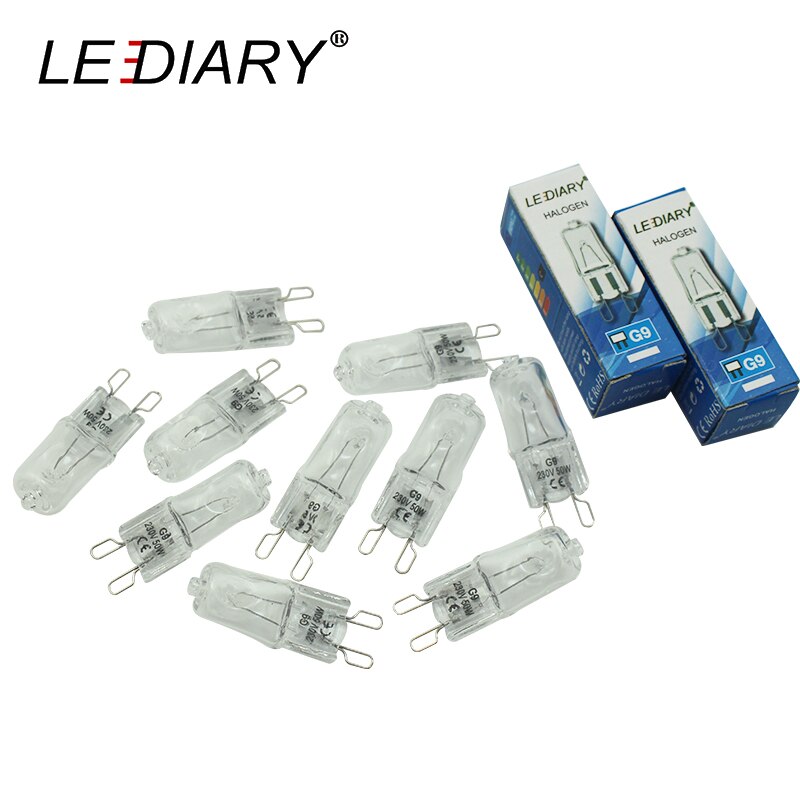 Lediary 100 stk/parti superlys  g9 halogenlampe lyspære 25/40/60w halogen  g9 110v/220v 2800k varmhvit klar halogen  g9 lampe