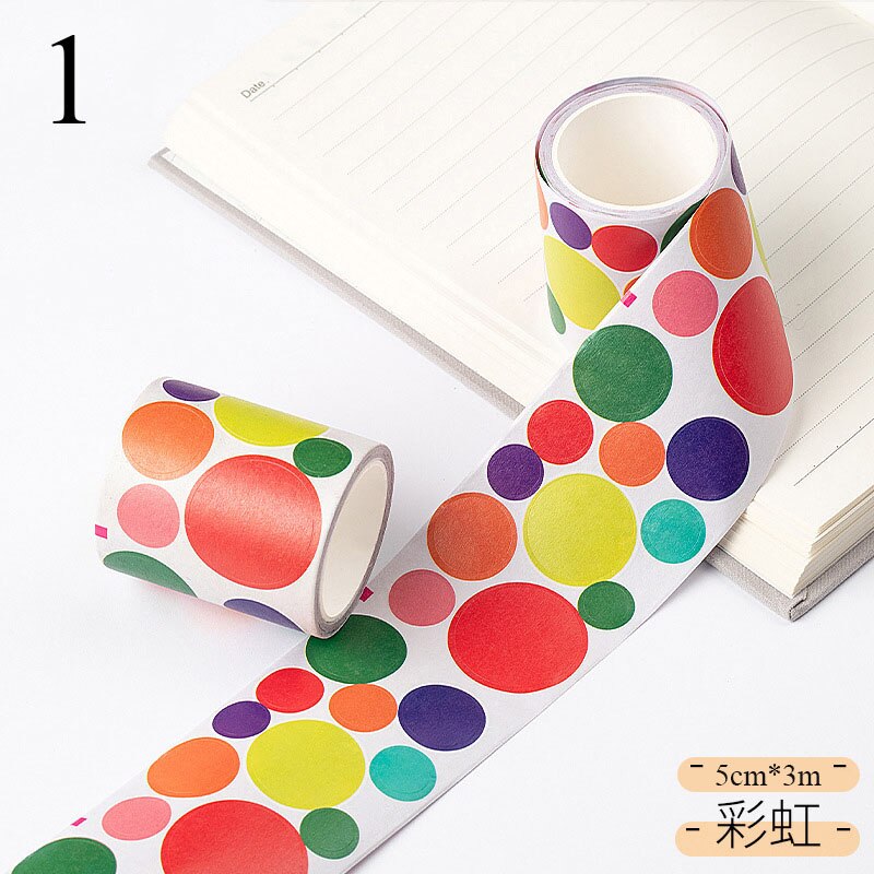 5cm*3m Colored Round Washi Tape Kawaii Dots Label Masking Tape Decorative Adhesive Tape Sticker Scrapbooking Sealing Stationery: 1