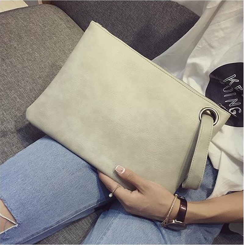 Bolso de mano con cremallera y mango de anillo para mujer, Cartera de mano de piel sintética de estilo Vintage de gran capacidad,: Beige