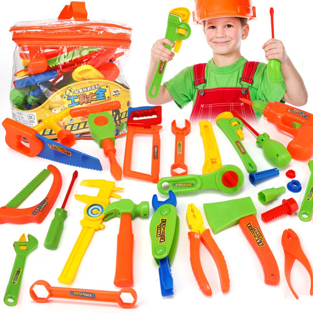 34 stks/set Plastic Reparatie Gereedschap Tuin Gereedschap Speelgoed met Doos Pretend Play Creatieve Vroeg Leren Onderwijs Speelgoed voor Kinderen