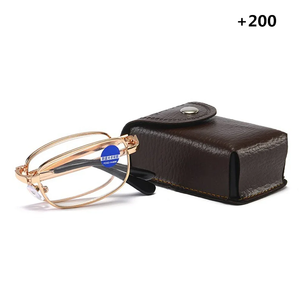 Opvouwbare Leesbril Vouwen Presbyopie Mannen Vrouwen Metalen Retro Computer Leesbril Met Case 1.0 1.5 2.0 2.5 3.0 3.5 4.0: Clear