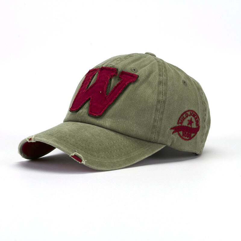 coton lettre W casquette de Baseball rétro sports de plein air casquettes femmes os gorras courbé ajusté lavé vintage papa chapeaux pour hommes: WHITE