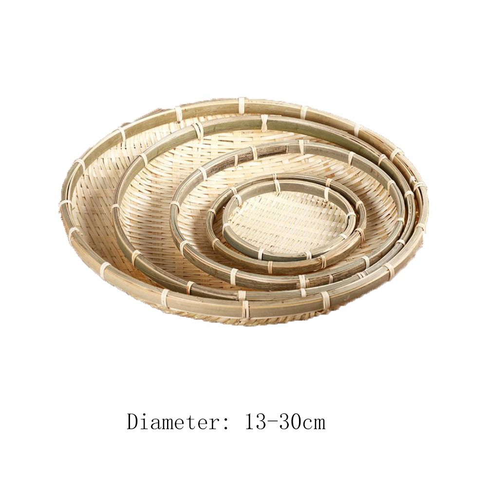 Vevd bambusbrettkurv flettet brødkurv håndlaget bambusvevd kurvbrett