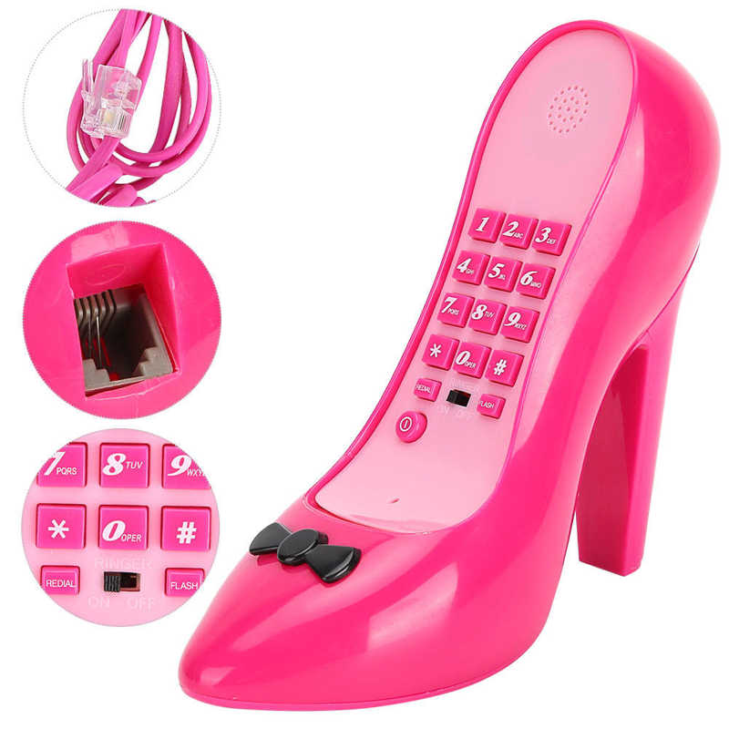 WX-3122 # Multi-Functionele Hoge Hakken Schoen Vorm Telefoon Desktop Snoer Vaste Telefoon Thuis Kantoor Decoratie
