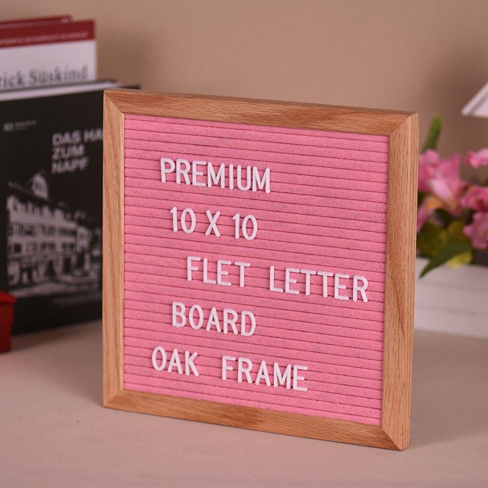 10" * 10" Felt Letter Board Sign Message Home Office Decor Board Oak Frame with 290 Changeable White Letters Symbols Numbers
