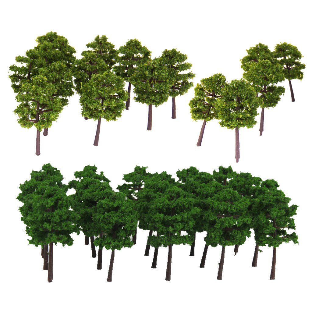 80 Pieces Model Railway Scenery Tree Buildings Model Accessory 1:250 Z Scale