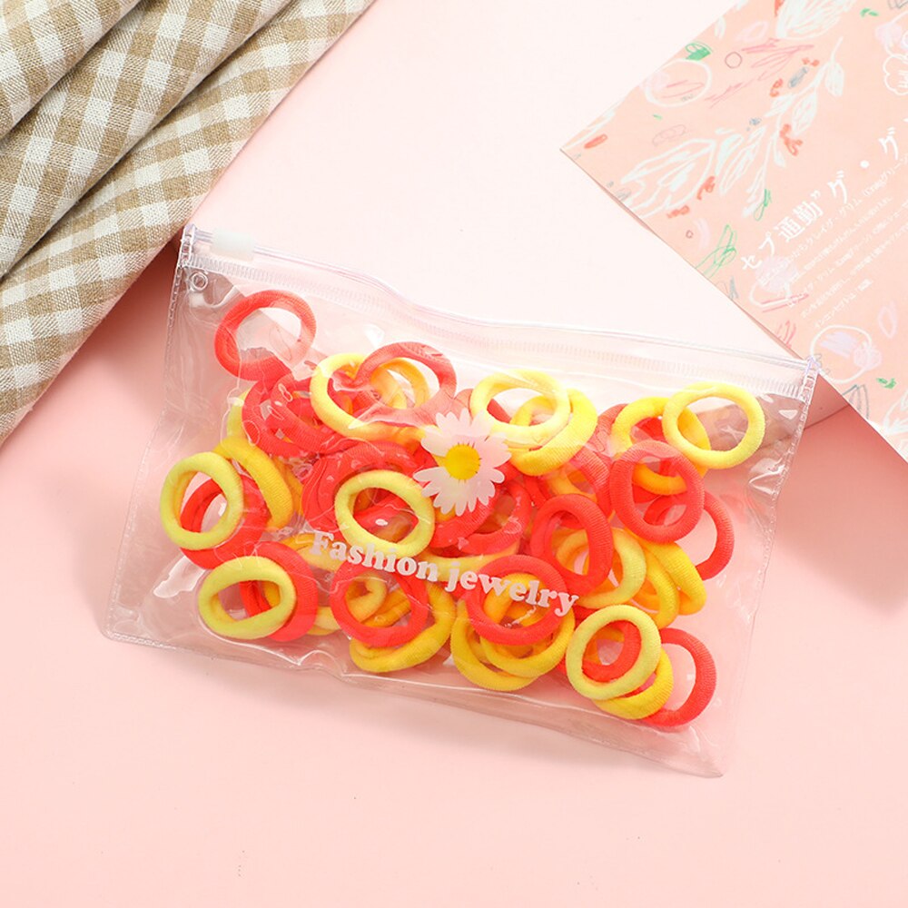 50 st/set baby flickor färgglada nylon små elastiska hårband barn hästsvanshållare gummiband pannband barn håraccessoarer: Orange