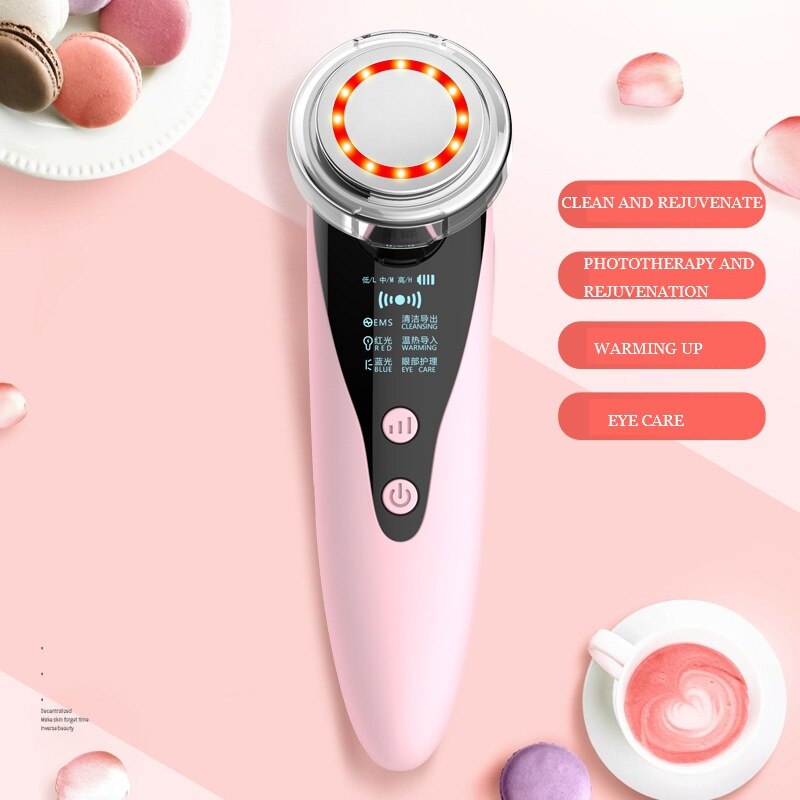 LED Face Beauty Massager Cold Hammer Ultrasonic Cryotherapy Facial Vibration Massager Face Body Spa Ion Beauty Instrument