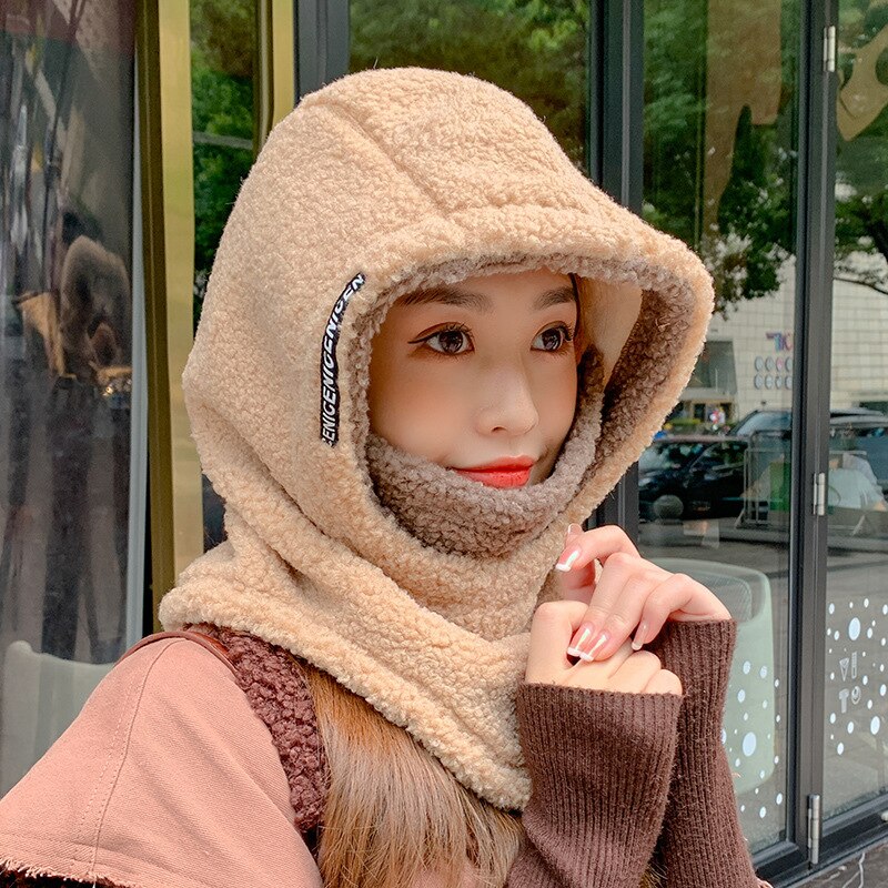 Female Fleece Hat Winter Korean Style Tide Plus Velvet Warm Earmuffs Wool Hats Woman Outdoor Cycling Cold Cap: 11