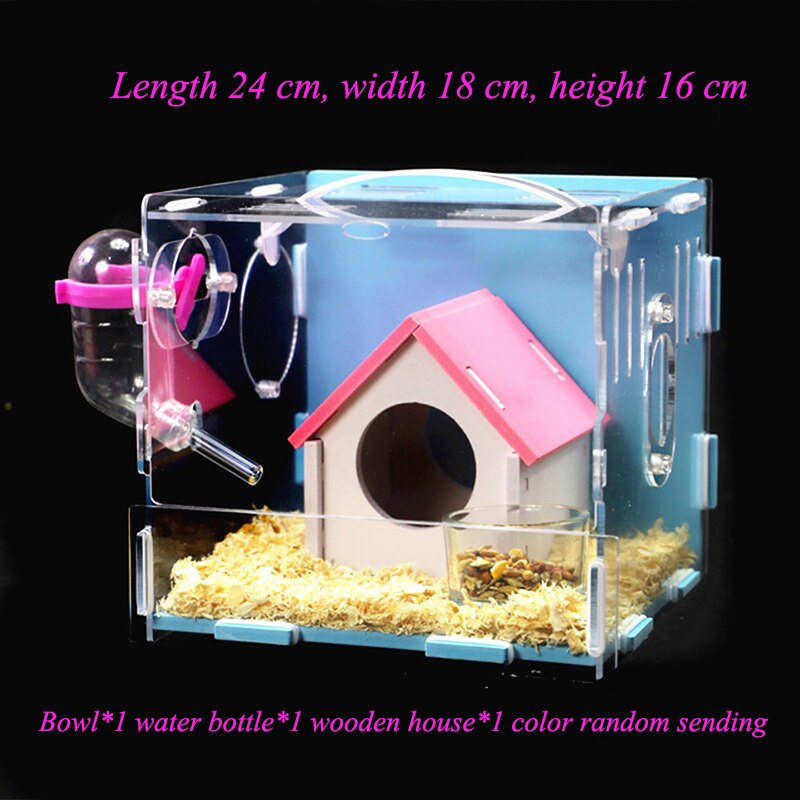 Large Size Hamster House Acrylic Small Pet Cage Transparent Oversized Villa Guinea Pig Basic Cage Toy Supplies Package Nest: Set meal-01