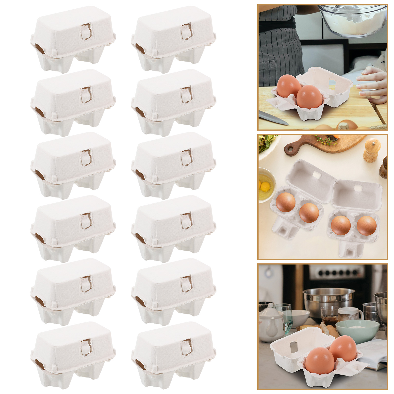 Bandeja de huevos de 12 Uds., cajas de cartón, huevos a granel, contenedor grande para el hogar, organizador, pulpa de papel nativa