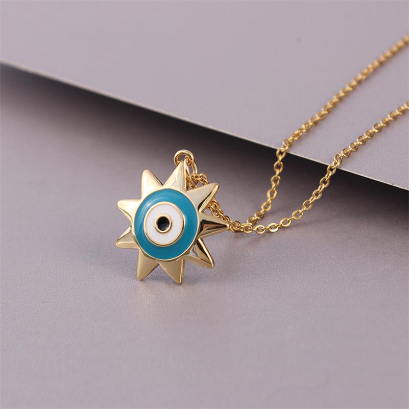 Rvs Turkse Evil Eye Hanger Ketting Ronde Zon Hart Ster Kettingen Vrouwen Sieraden acero inoxidable joyeria mujer