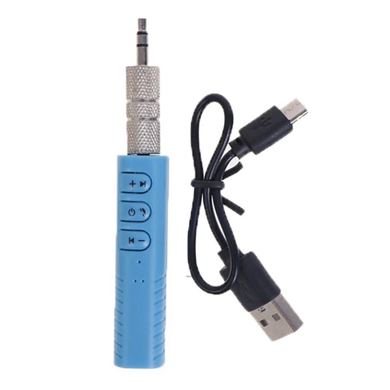 Universal 3.5mm Jack Bluetooth Carkit handsfree Music Audio Music Receiver Adapter Auto AUX Kit for Speaker Headphone Car: Blue