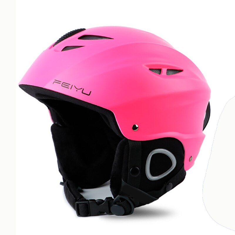 Skihjelm ultra let varmt skiudstyr udendørs sportsfiner mænd kvinder hovedbeskyttelse i ét stykke voksen hjelm: Lyserød / M