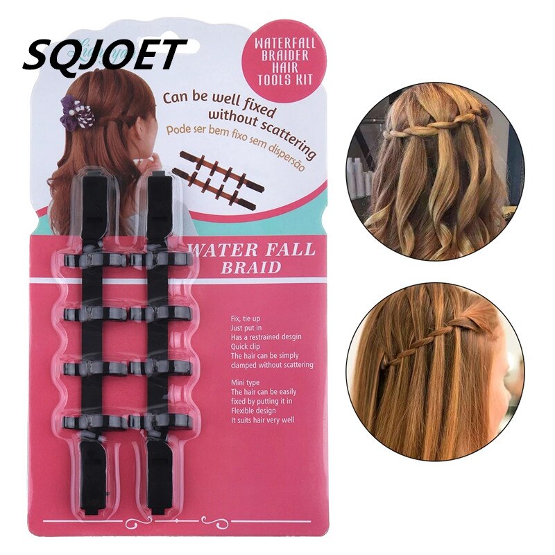2 pcs Waterfall Braid Creator Plastic Styling Tools Black Hair Braid Maker Styling Tool Hair Device Centipede Braids