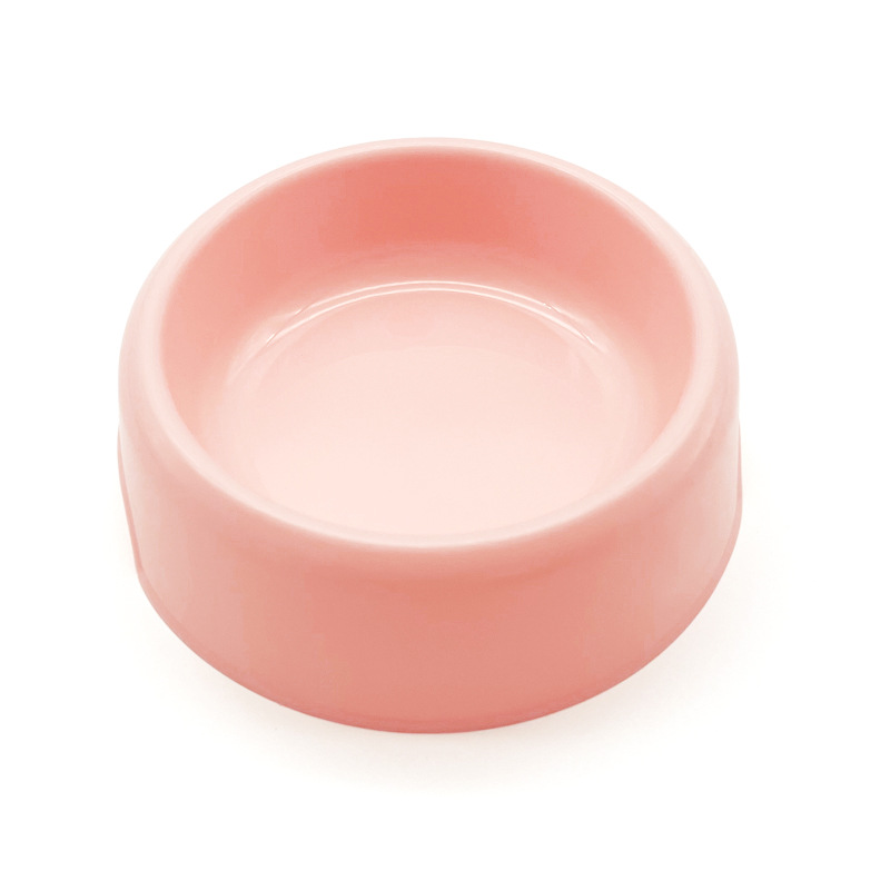 Filles en plastique solide pour animaux de compagnie, bol pour chien, bol pour chat, fournitures pour animaux de compagnie, rond, simple, épaissi, respectueux de l'environnement, accessoires pour chien: Rose