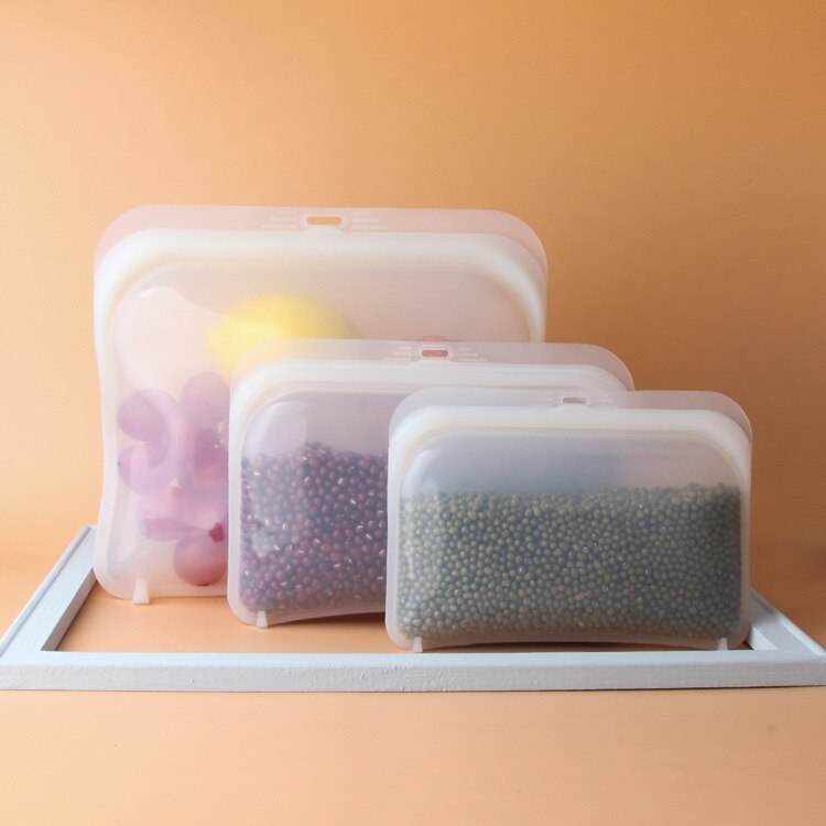 3 stk / sæt genanvendelig silikone lynlås madpakker lynlås friskholdende frysning af plastikposer nul affald køkkenorganisation suff