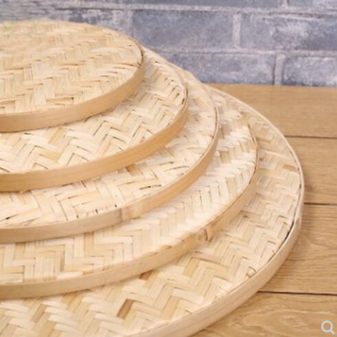 Bamboo woven round dustpan Hand-woven bamboo sieve rice sieve bamboo plaque painting tray