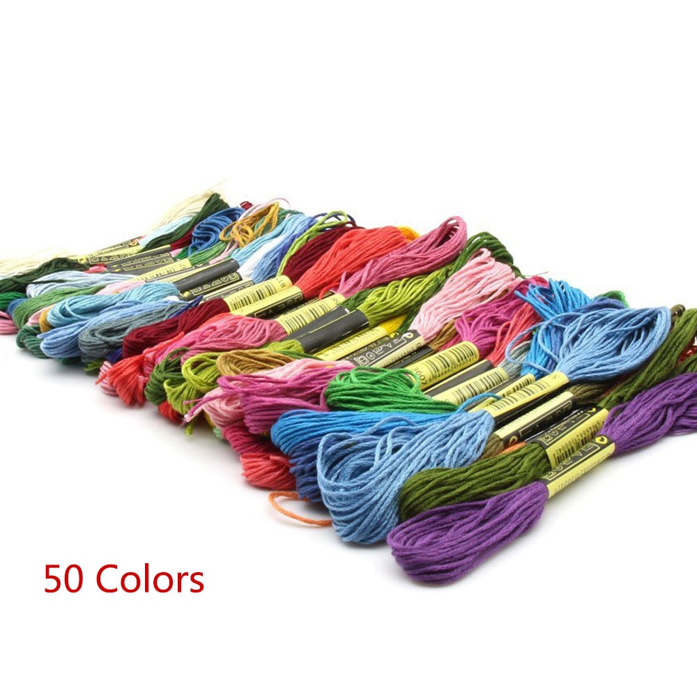 50 Stks/set Multicolor Zachte Katoen Kruissteek Floss Prisma Zes-Streng Floss Premium Regenboog Kleur Borduurgaren Discussies