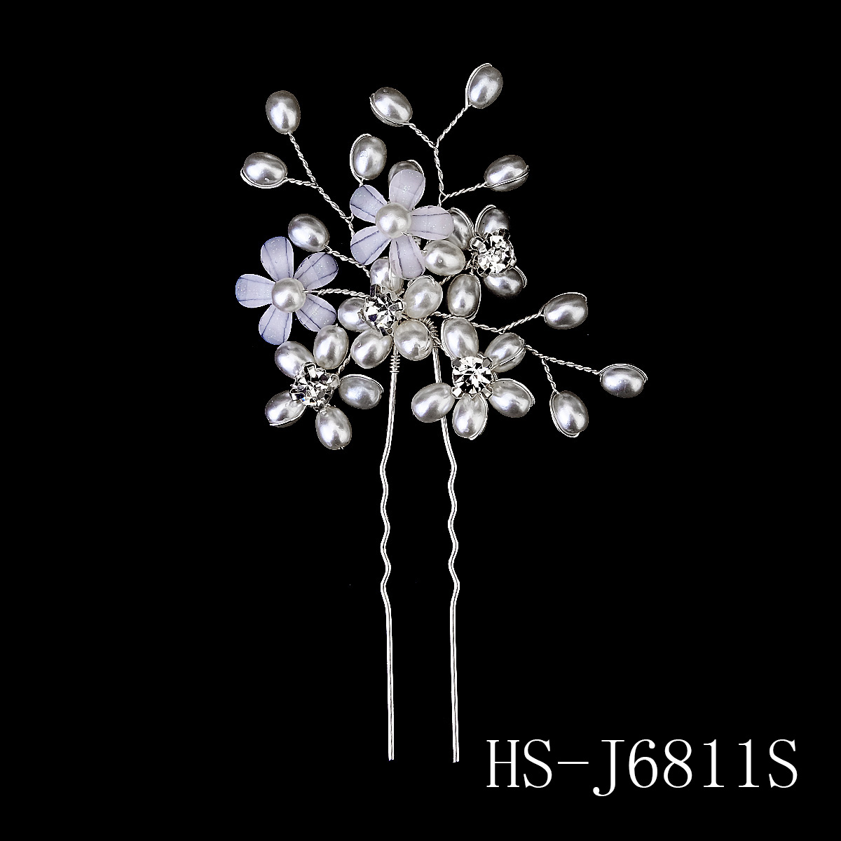 Épingles à cheveux en perles et strass pour femmes, couleur argent, bijoux de tête, bâton en cristal, accessoires pour cheveux de mariée, pince à cheveux de mariage: Rose