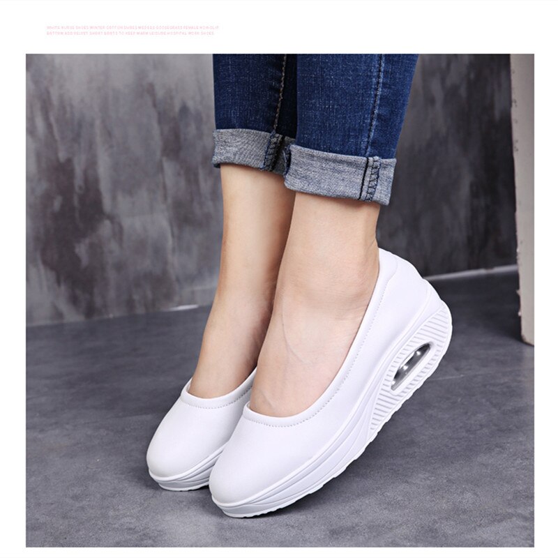 STS Brand Spring Mother Casual Women Thick Flats Shoes Casual Comfort Low Heels Flat Loafers Nurse Shoes Slip-Resistant Platform